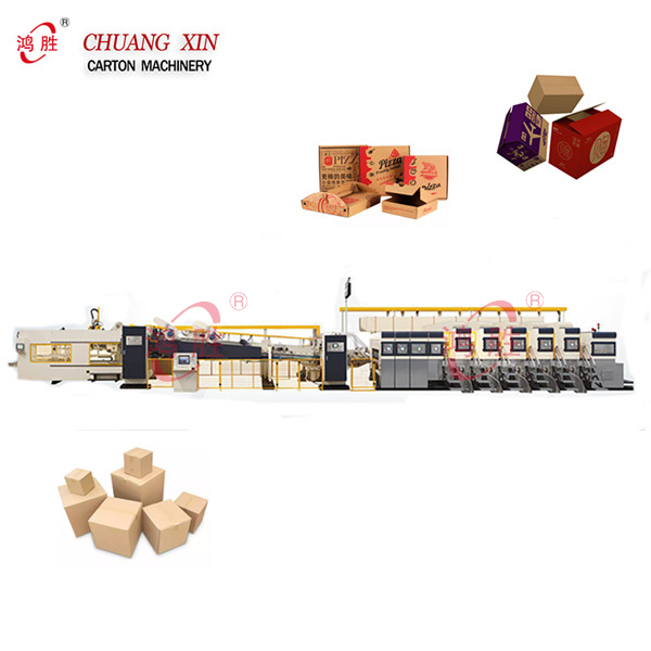 Automatic carton flexo folder gluer print slotting die cutting folding gluing machine 